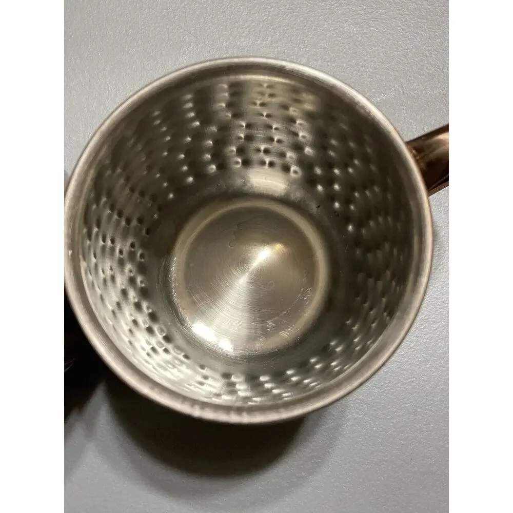 copper‎ plated stainless steel and hammered mugs